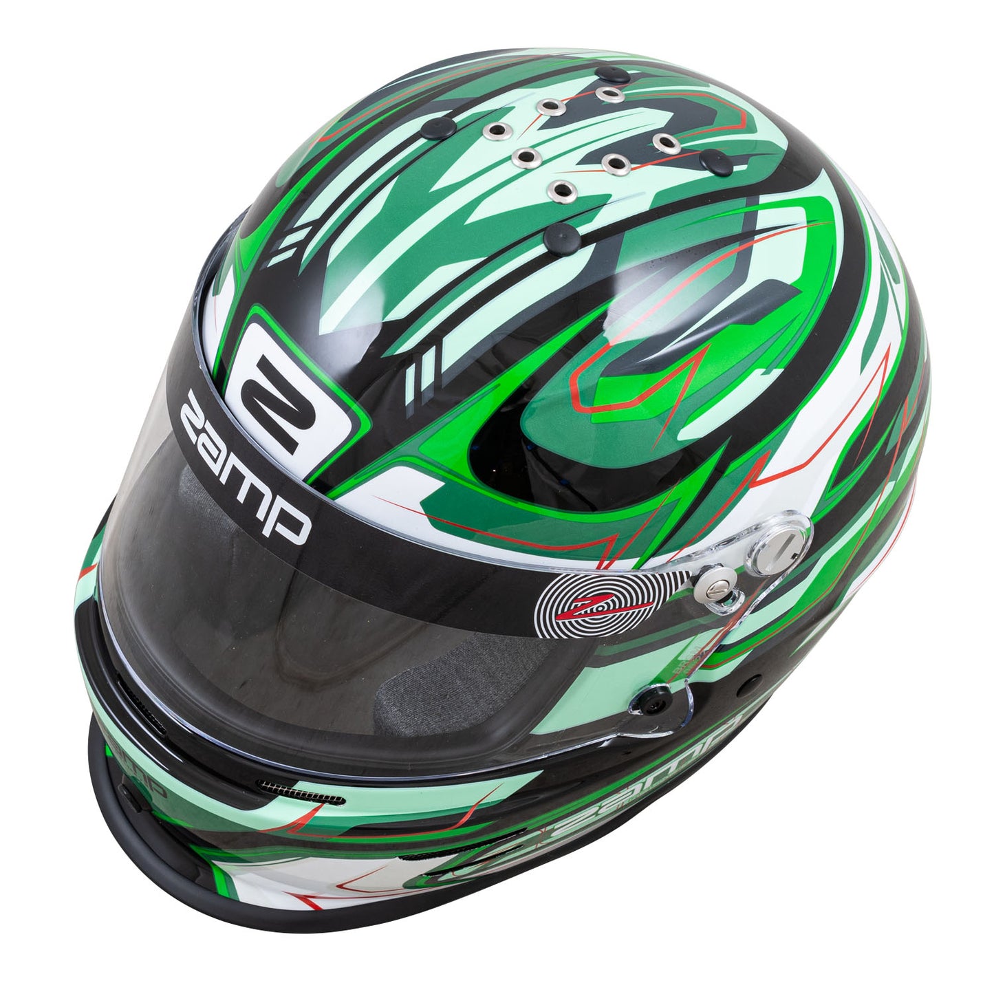 Zamp RZ-42Y Youth Helmet Blk/Grn/Lt Grn Graphic