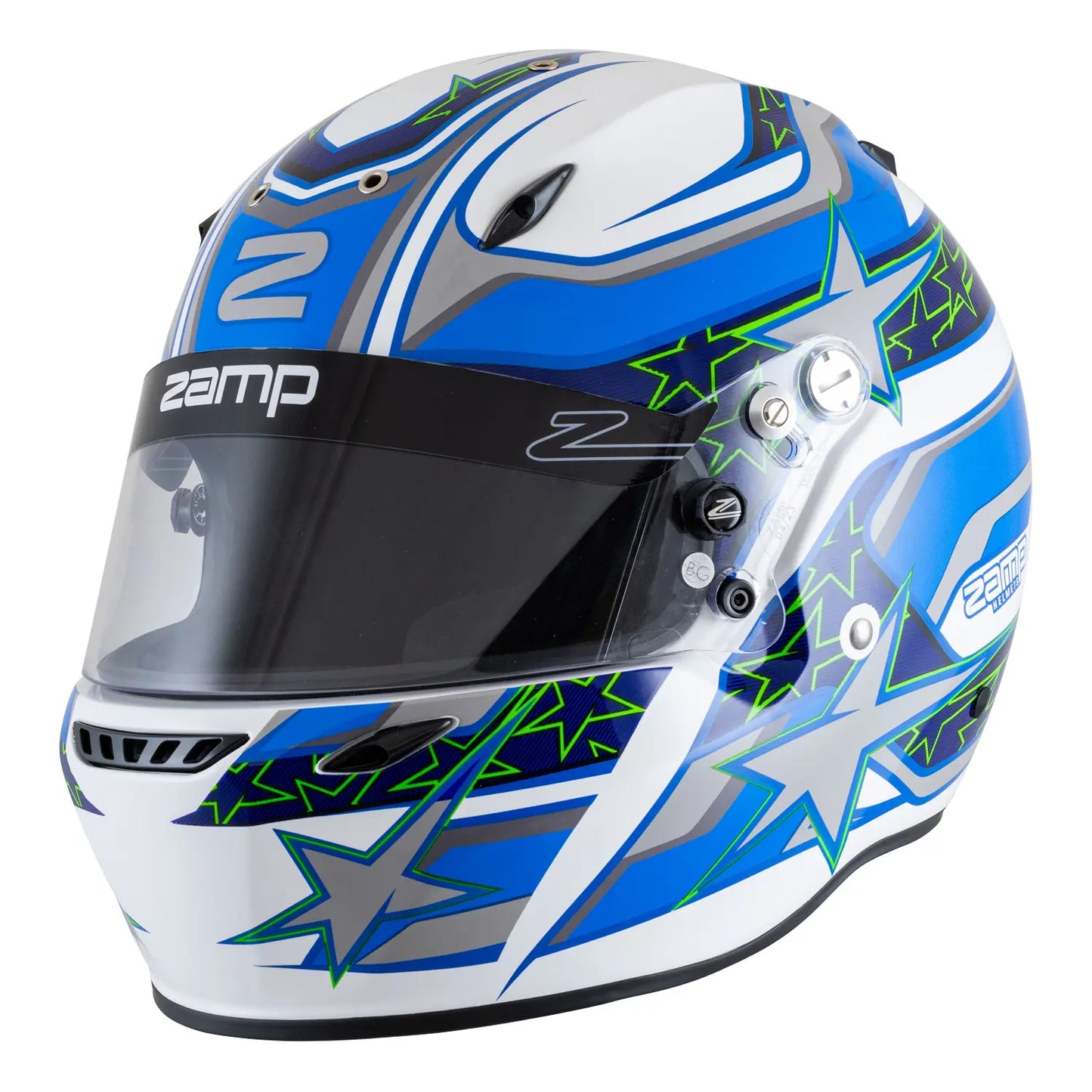 Zamp ZR-72 Auto Racing Graphic Helmet-Gloss White/Blue/Lt Blue