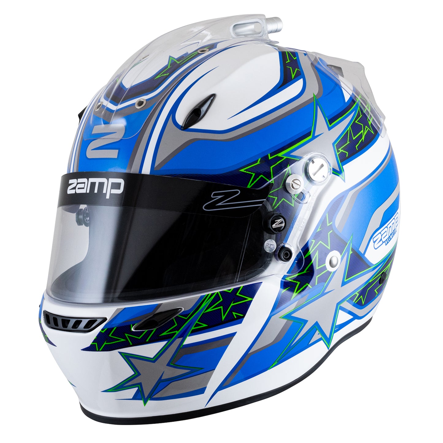 Zamp ZR-72 Auto Racing Graphic Helmet-Gloss White/Blue/Lt Blue