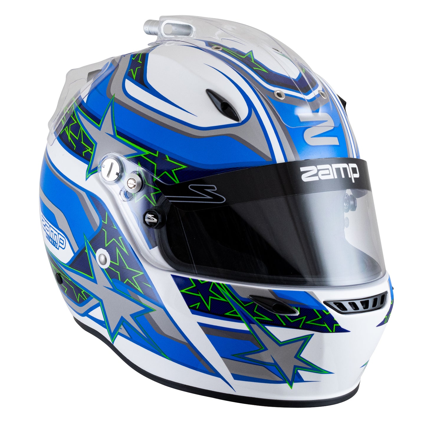 Zamp ZR-72 Auto Racing Graphic Helmet-Gloss White/Blue/Lt Blue