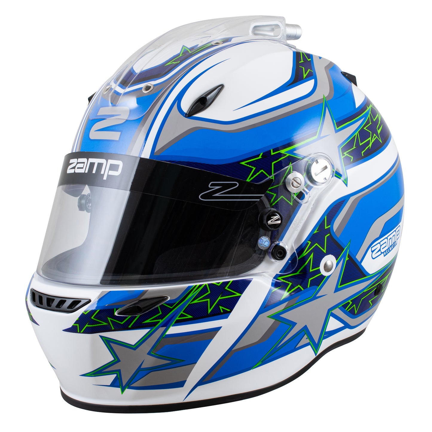 Zamp ZR-72 Auto Racing Graphic Helmet-Gloss White/Blue/Lt Blue