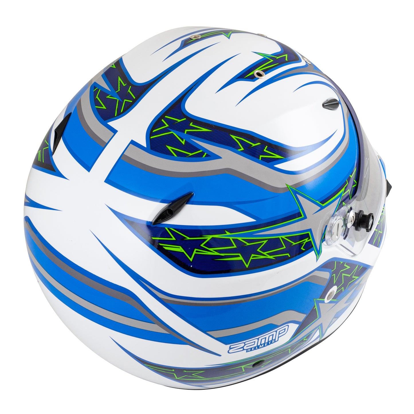 Zamp ZR-72 Auto Racing Graphic Helmet-Gloss White/Blue/Lt Blue