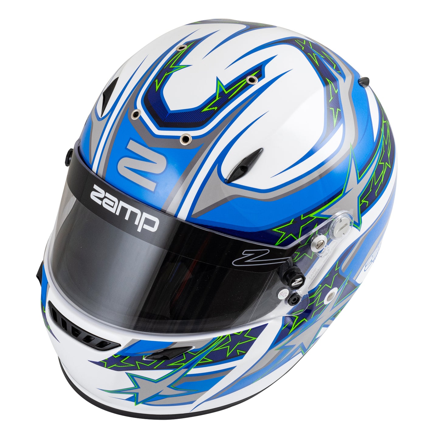 Zamp ZR-72 Auto Racing Graphic Helmet-Gloss White/Blue/Lt Blue
