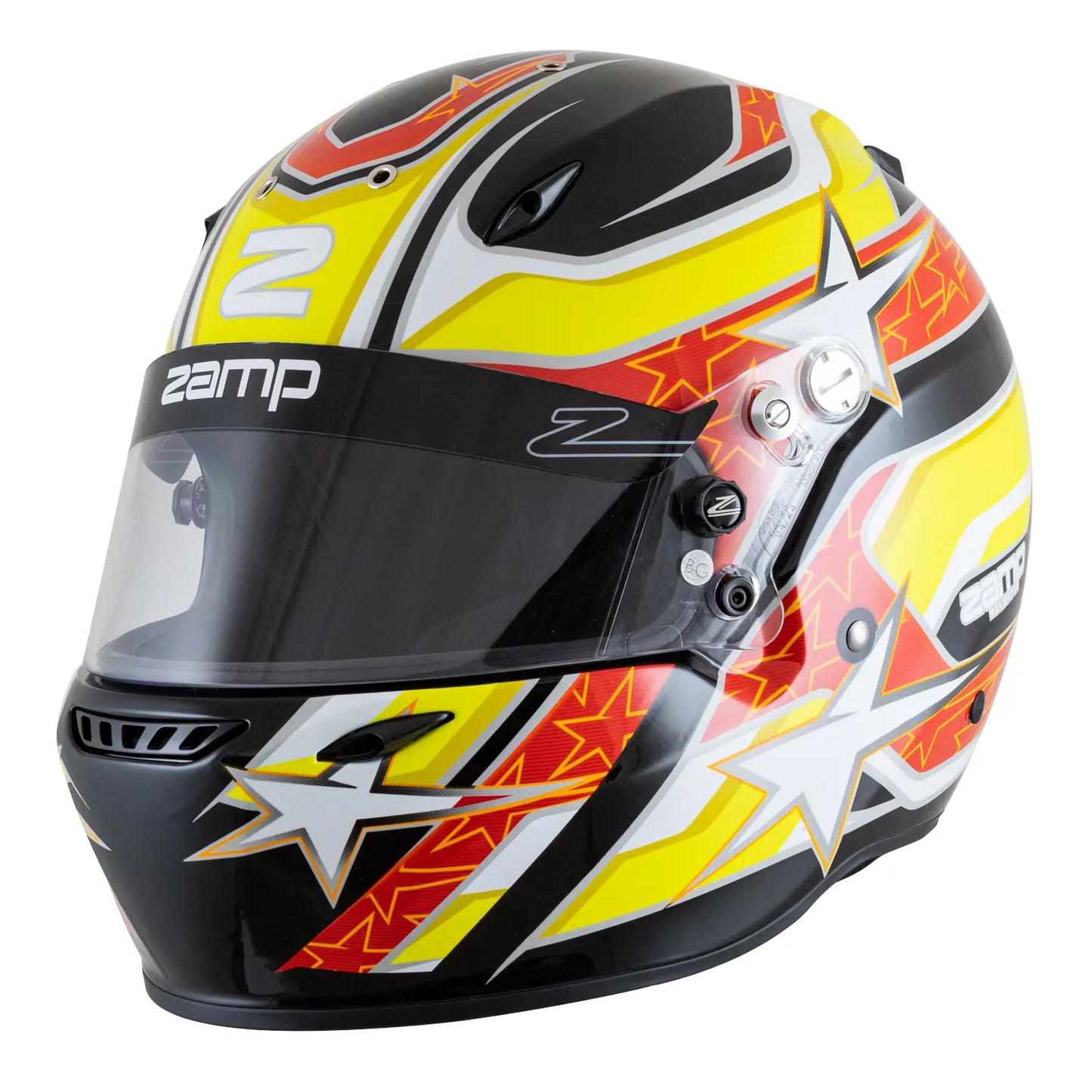 Zamp ZR-27 Auto Racing Graphic Helmet-Gloss Black/Yellow/Orange