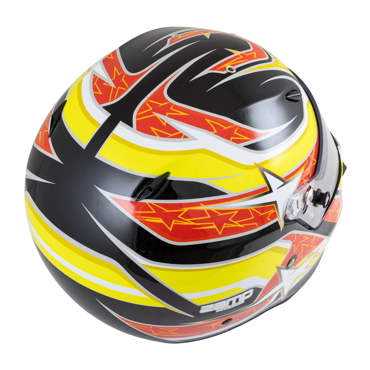 Zamp ZR-27 Auto Racing Graphic Helmet-Gloss Black/Yellow/Orange