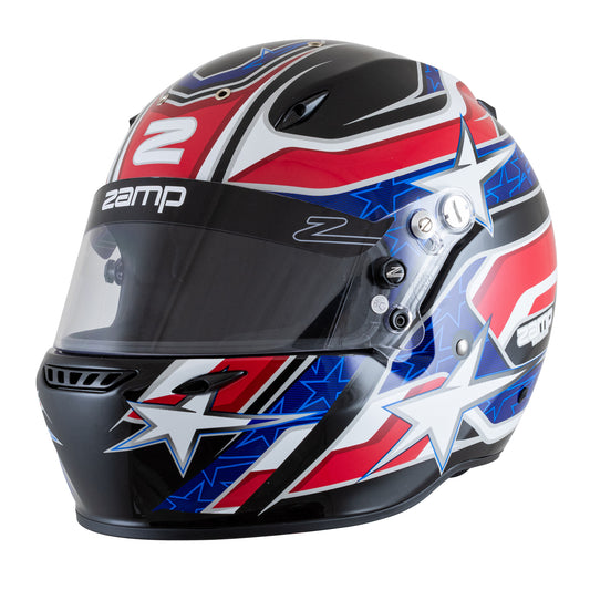 Zamp ZR-72 Auto Racing Graphic Helmet-Gloss Black/Red/Blue