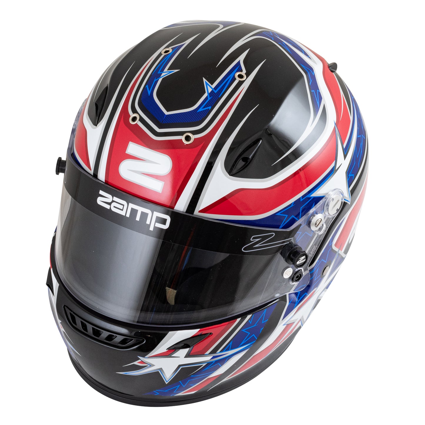 Zamp ZR-72 Auto Racing Graphic Helmet-Gloss Black/Red/Blue